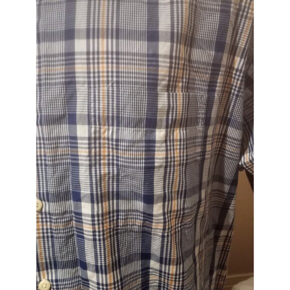 Peter Millar Plaid Short Sleeve Button Down Shirt Adult XL Blue White Mens - Picture 2 of 13